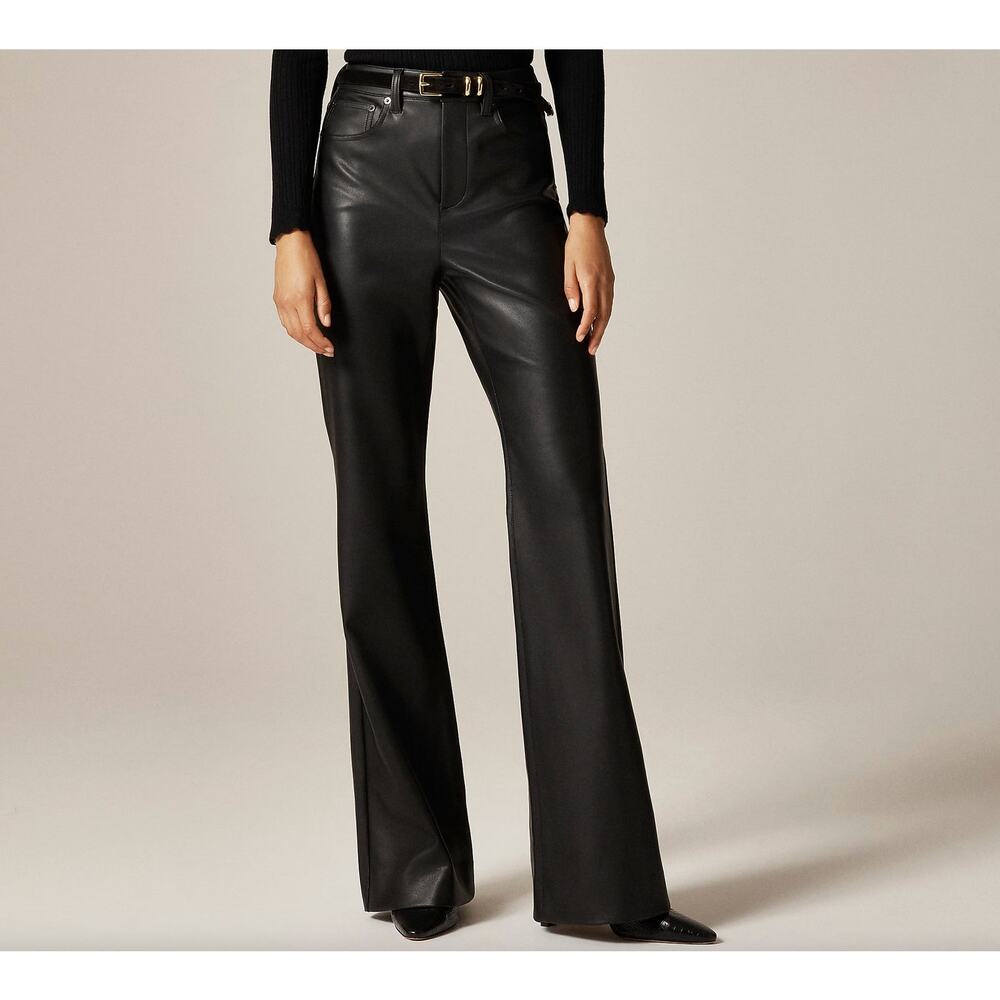 J Crew Vintage Flare Pant In Faux Leather Womens Size 36 Black